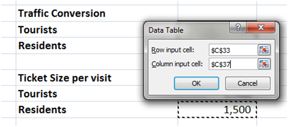 Column input cell selection